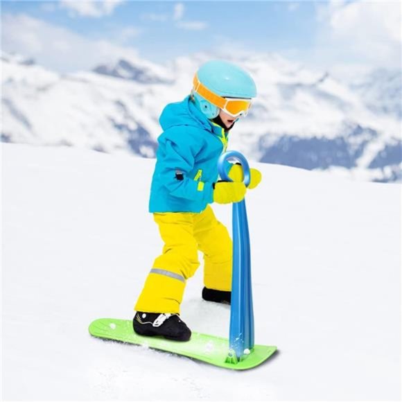 Kids Snow Plastic Scooter Sled Fold-up Snowboard with Handlebar